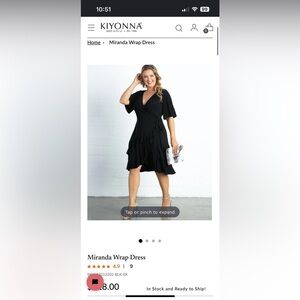 KIYONNA Miranda Wrap Dress, Black, Size: 1X